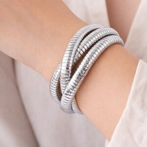 Elegant Silver Coil Bracelet Set